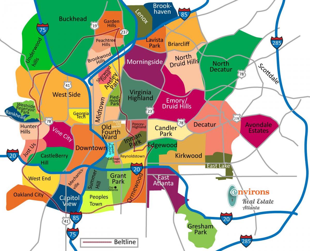 מפה של אטלנטה שכונות