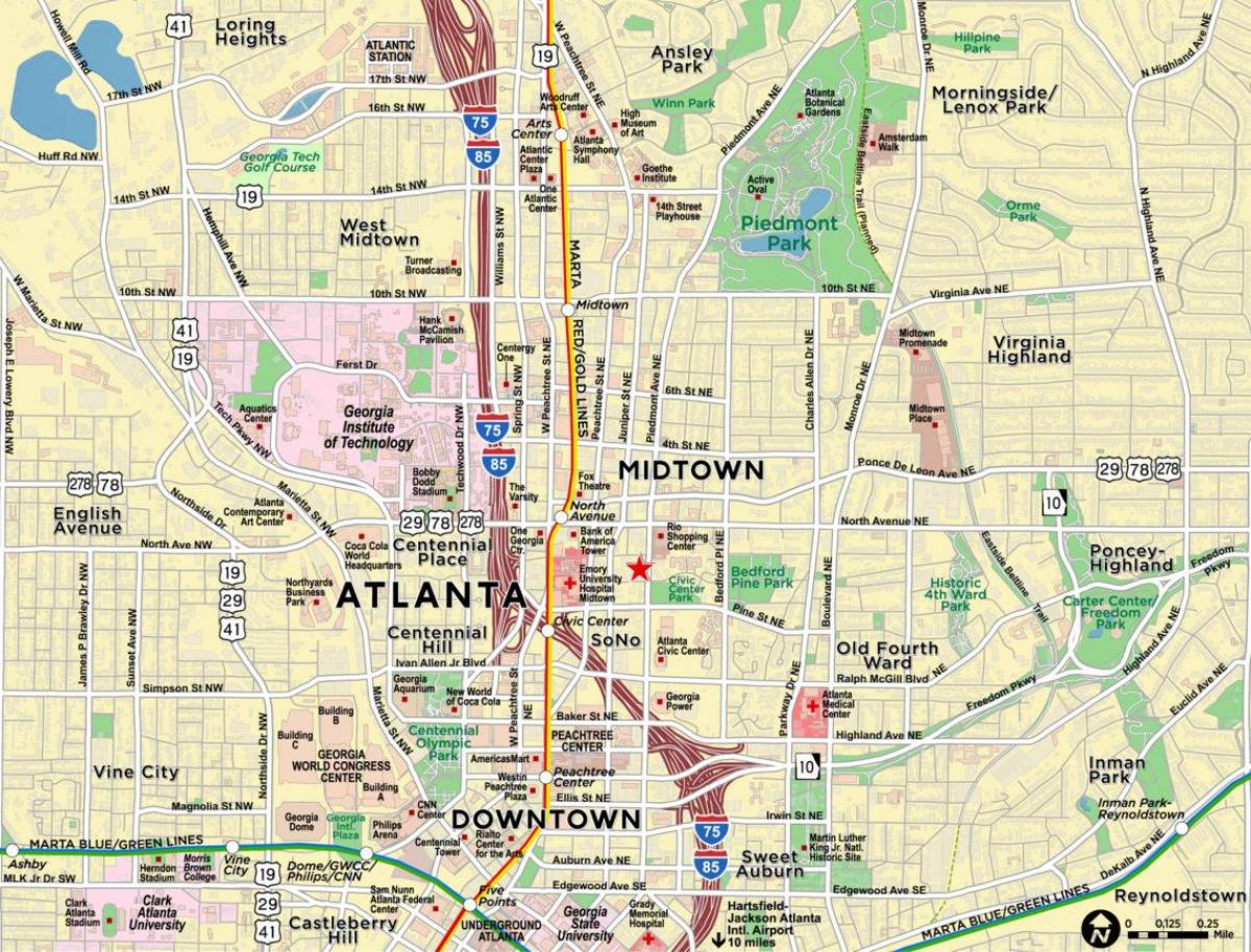 מפה של העיר אטלנטה