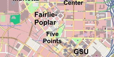 מפה של מרכז העיר אטלנטה